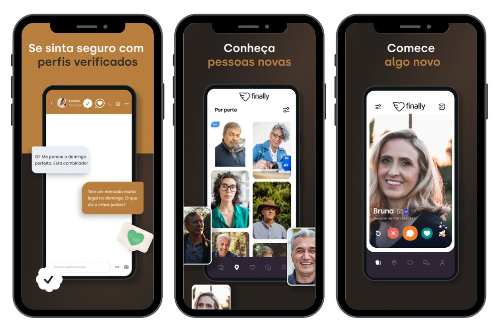 Aplicativo Finally - O app de namoro para pessoas maiores de 50 anos 2 App de namoro para maiores de 50 anos