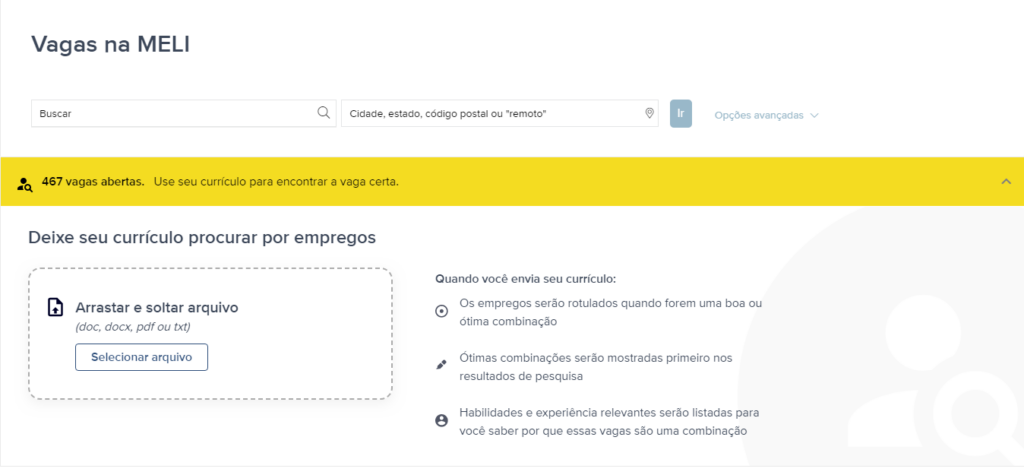 Vagas de emprego Mercado Livre