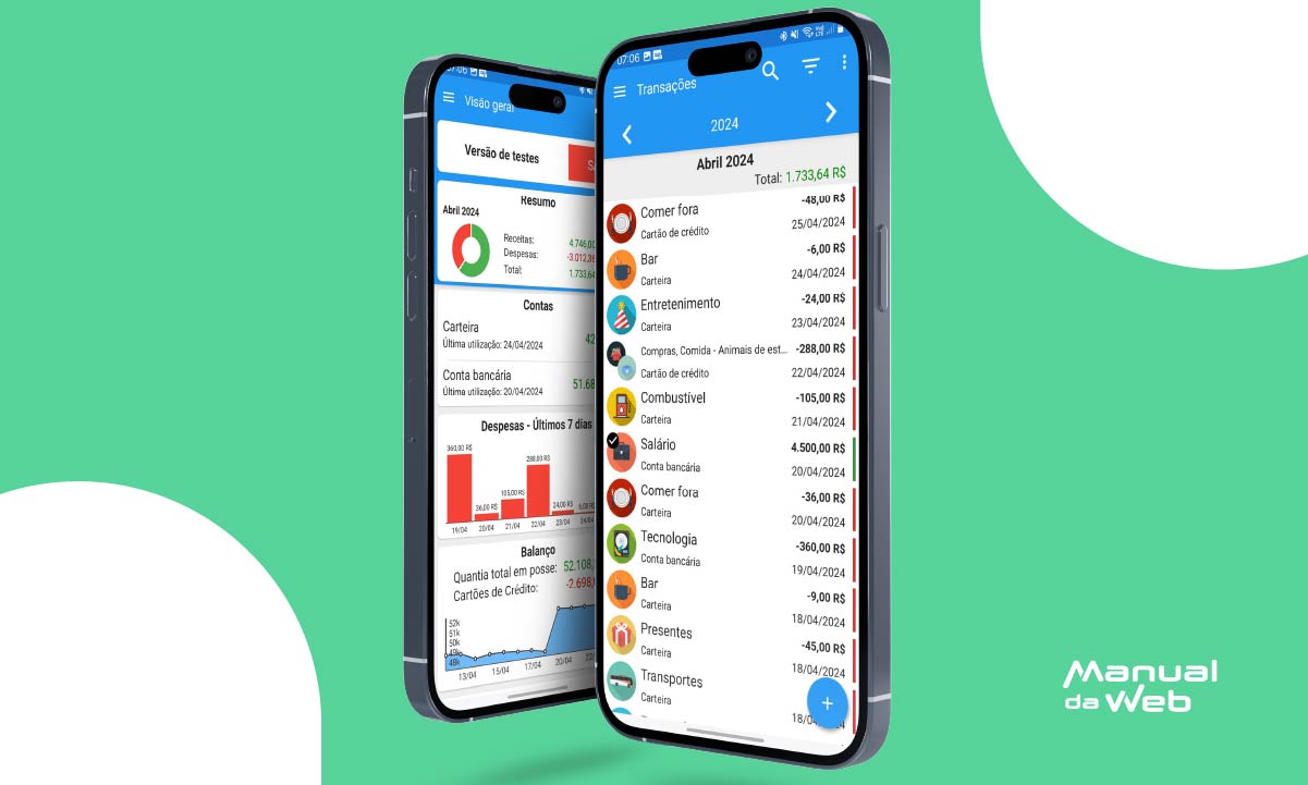Planilha financeira pelo celular