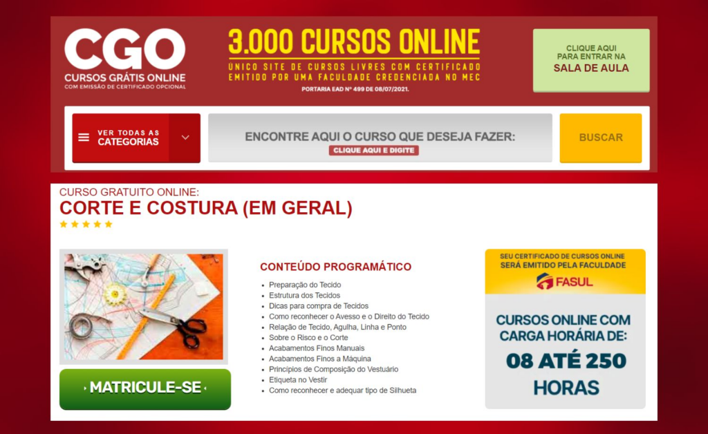 Curso de costura gratuito para se matricular ainda hoje 2 Curso costura