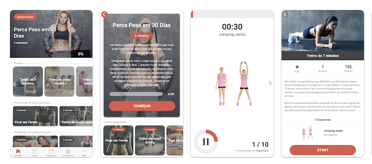 Aplicativo de treino para mulheres