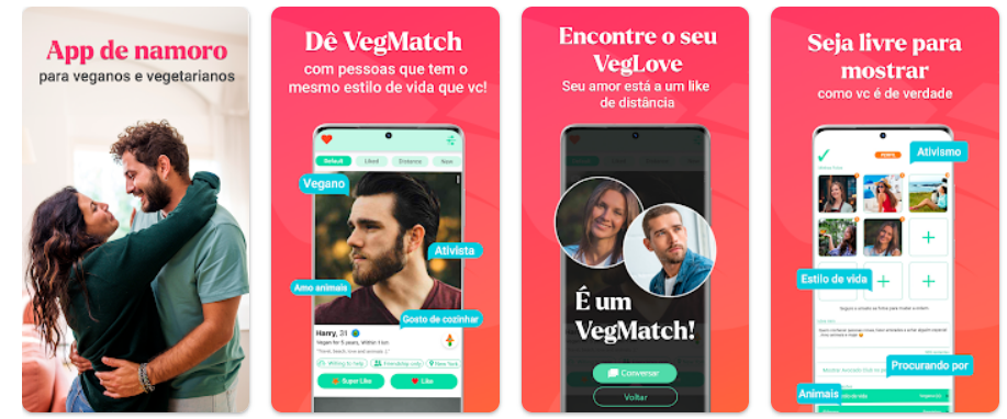 Aplicativo de namoro para pessoas veganas 