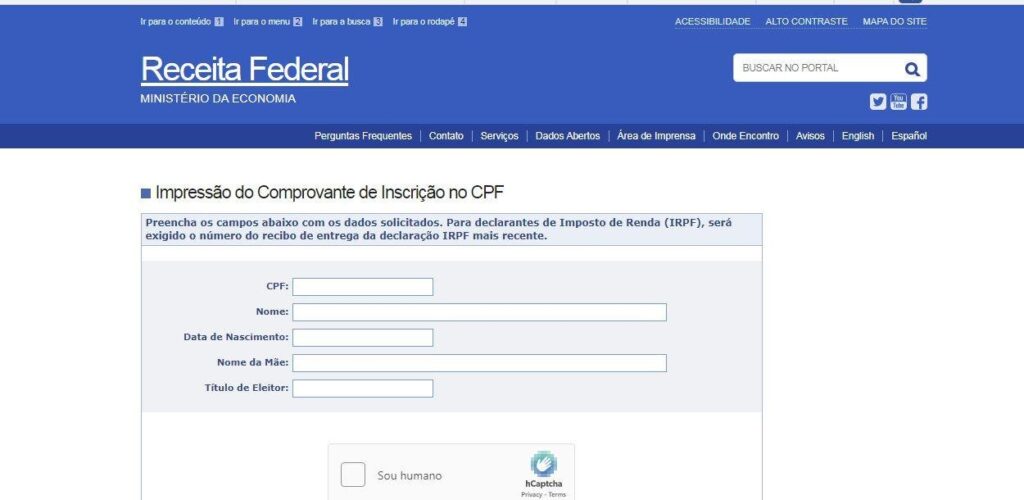 Tutorial de como tirar a segunda via do CPF online 4 Como tirar a segunda via do CPF
