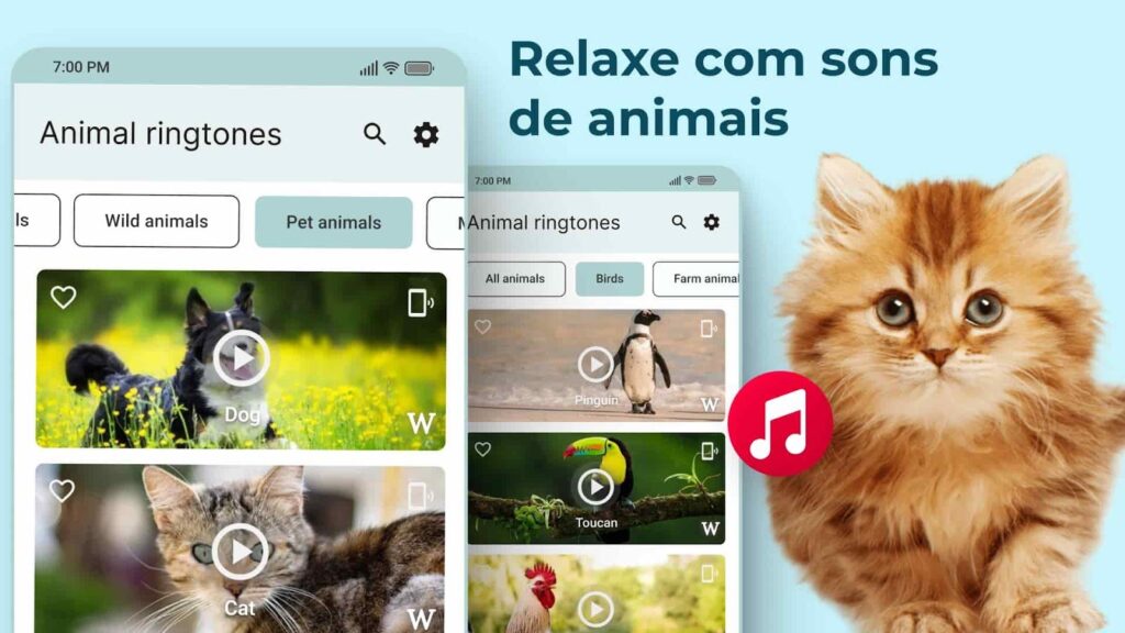Aplicativo gratuito para colocar sons dos animais como toque ou alarme 4 Sons dos animais