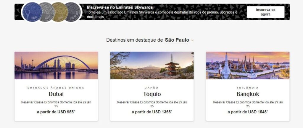 Passagens aéreas da Emirates