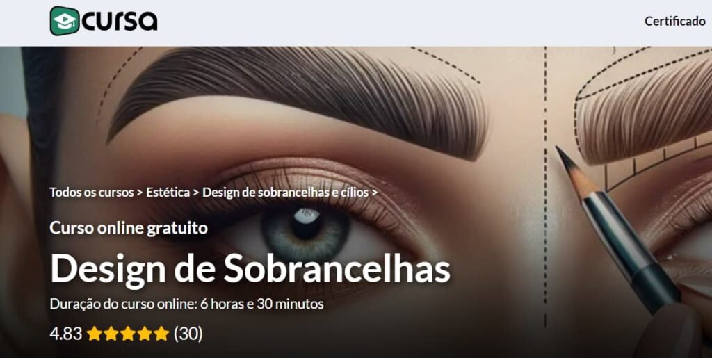 Curso de Design de Sobrancelhas grátis com certificado 2 Curso de Design de Sobrancelhas