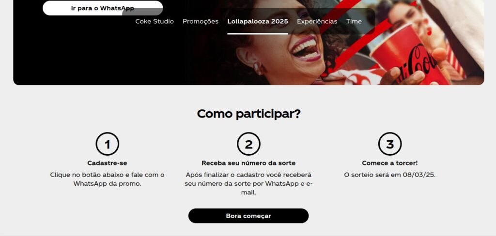 Concorra a ingressos do Lollapalooza 2025 grátis com a Coca-Cola 1 Ingressos do Lollapalooza 2025 grátis