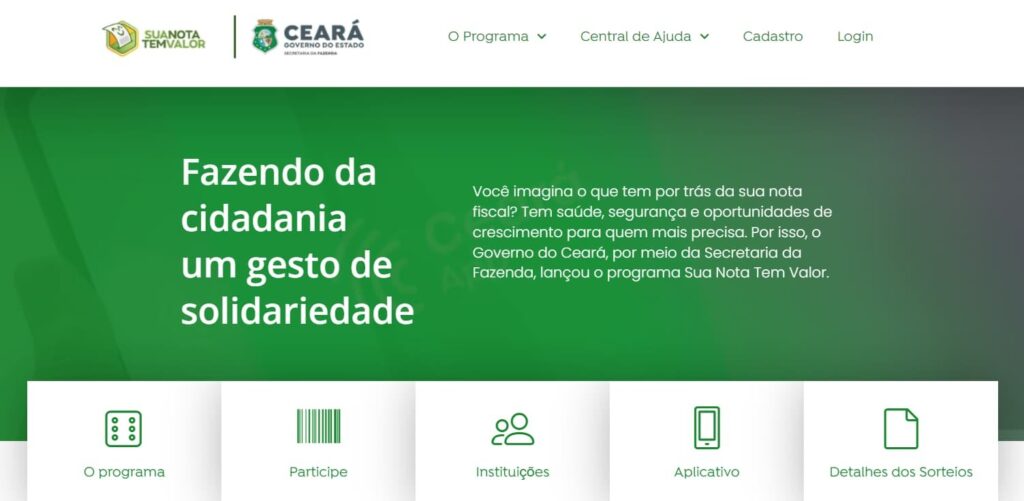 Sua Nota Tem Valor: programa de nota fiscal do Ceará 3 Sua Nota Tem Valor