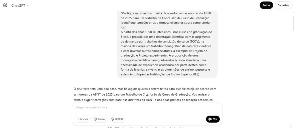 Prompts do ChatGPT para o TCC
