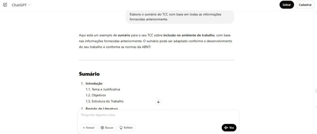 Prompts do ChatGPT para o TCC