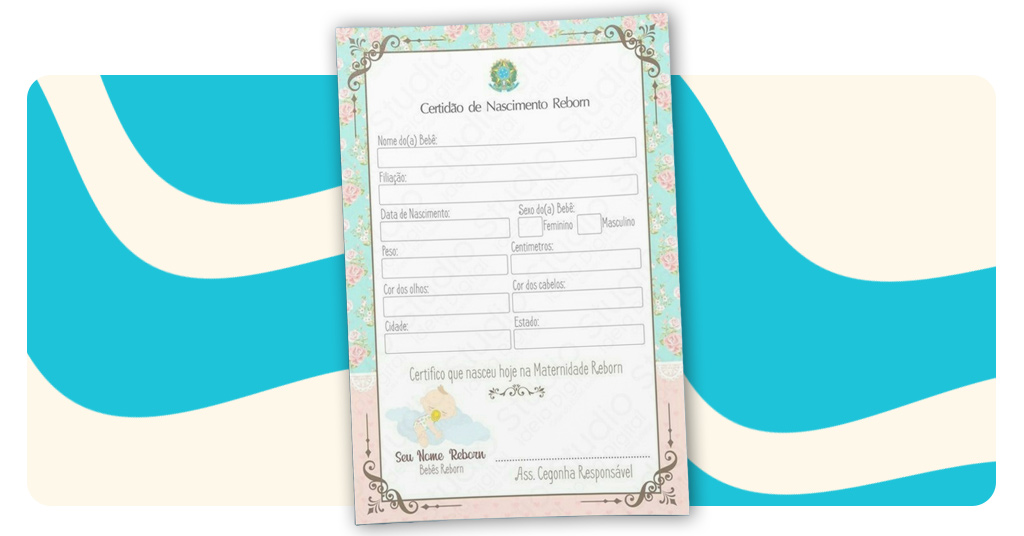 Certidão de nascimento de bebê reborn