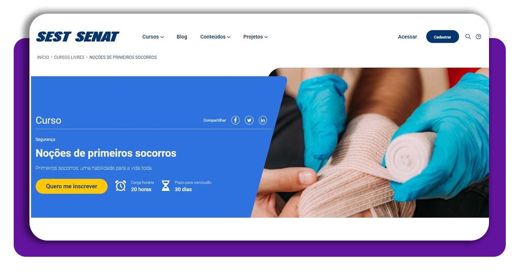 Curso de Noções de Primeiros Socorros do SEST/SENAT com certificado 2 Curso de Noções de Primeiros Socorros