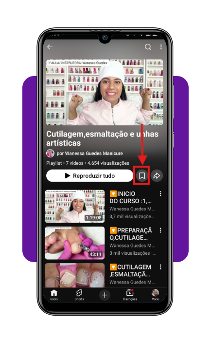 Tutorial de unhas no YouTube sendo assistido pelo app