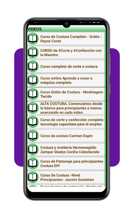 Manual da costureira: moldes e aulas de costura 100% grátis 3 Tela de cursos do app Curso de Costura