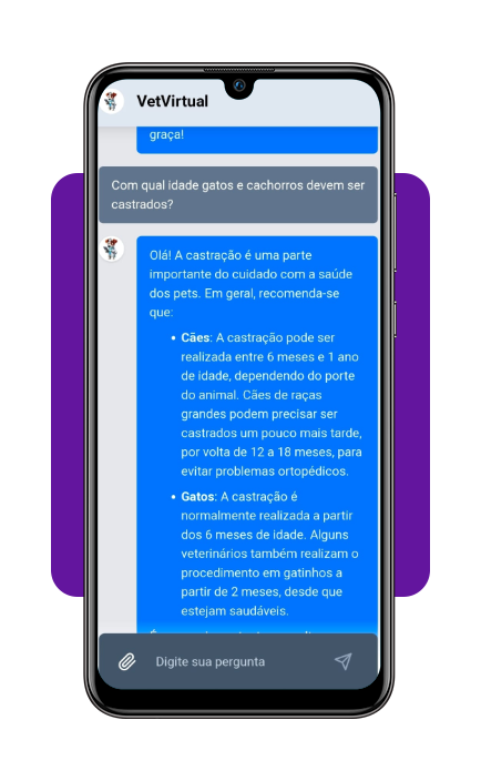 Como conseguir atendimento veterinário grátis pela internet 2 Campo de texto do chat VetVirtual onde o tutor digita a dúvida sobre o pet